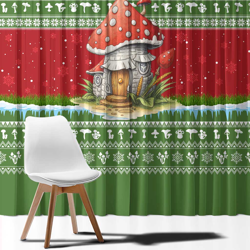 Christmas Mushroom House Window Curtain Xmas Holiday Patterns - Wonder Print Shop