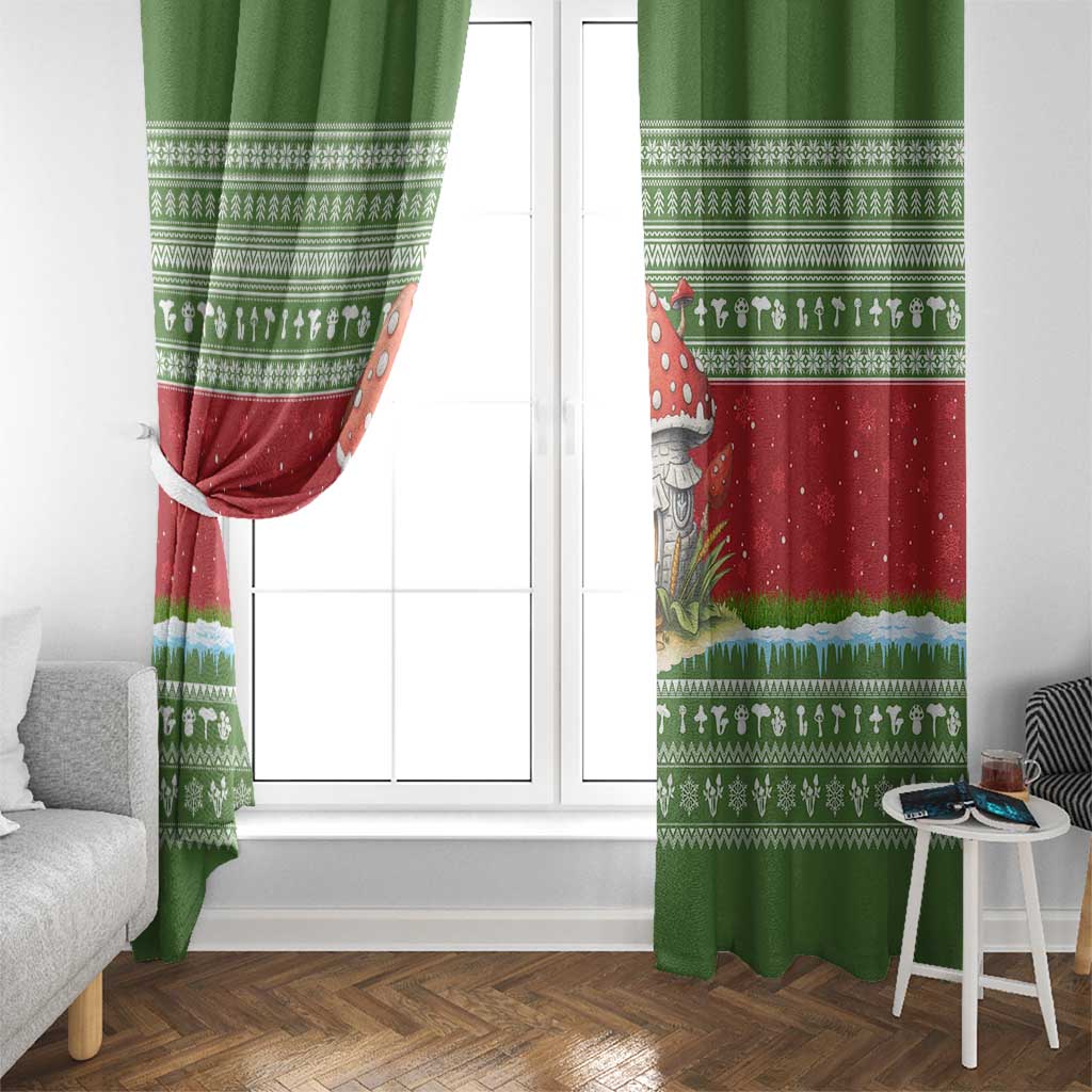 Christmas Mushroom House Window Curtain Xmas Holiday Patterns - Wonder Print Shop