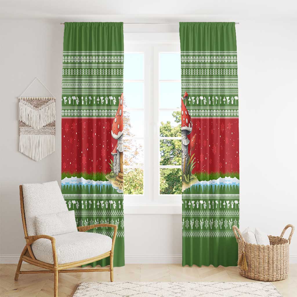 Christmas Mushroom House Window Curtain Xmas Holiday Patterns - Wonder Print Shop