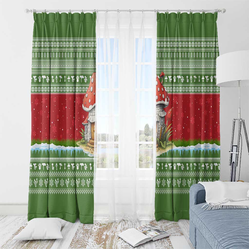 Christmas Mushroom House Window Curtain Xmas Holiday Patterns - Wonder Print Shop