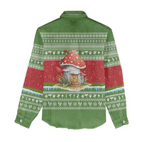 Christmas Mushroom House Women Casual Shirt Xmas Holiday Patterns - Wonder Print Shop