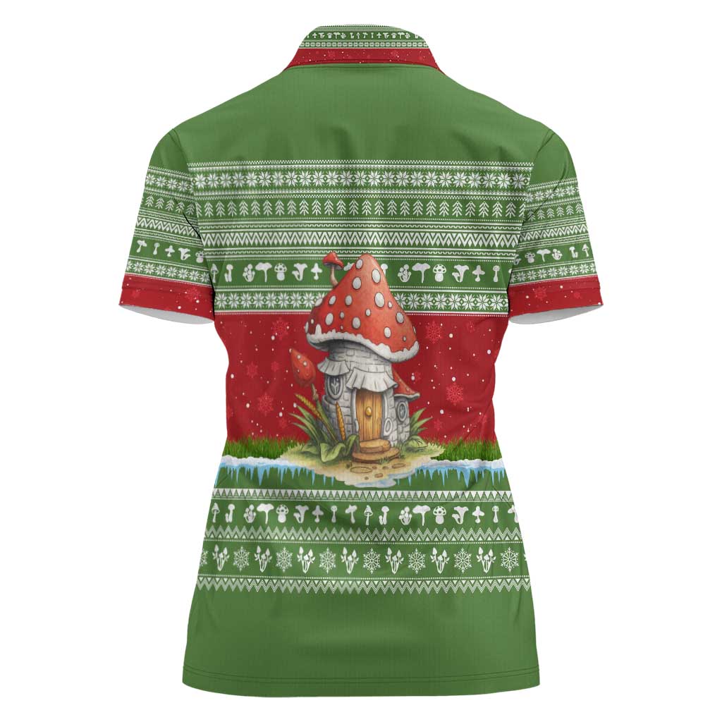 Christmas Mushroom House Women Polo Shirt Xmas Holiday Patterns - Wonder Print Shop