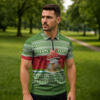 Christmas Mushroom House Zipper Polo Shirt Xmas Holiday Patterns - Wonder Print Shop