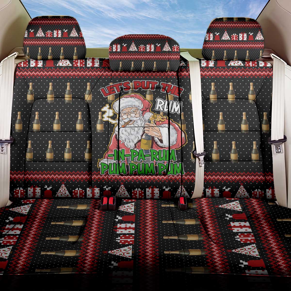 Santa Claus Christmas Back Car Seat Cover Xmas Holiday Patterns - Wonder Print Shop