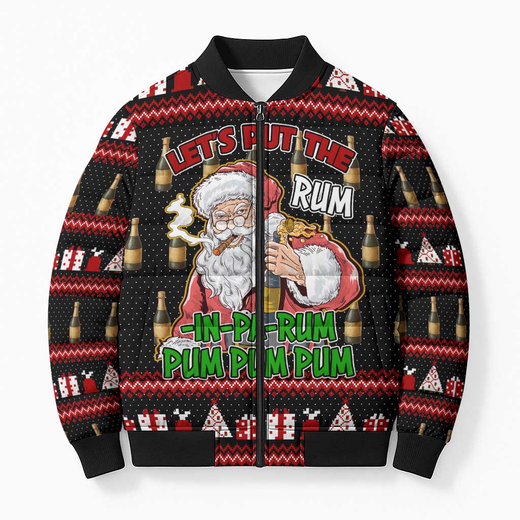 Santa Claus Christmas Bomber Puffer Jacket Xmas Holiday Patterns - Wonder Print Shop