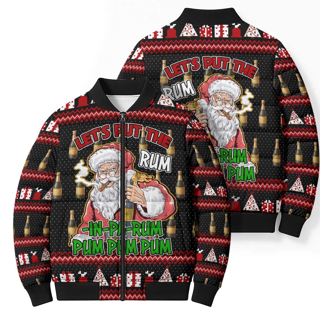 Santa Claus Christmas Bomber Puffer Jacket Xmas Holiday Patterns - Wonder Print Shop