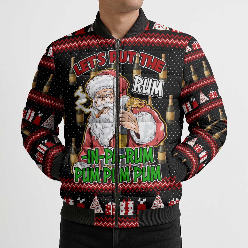 Santa Claus Christmas Bomber Puffer Jacket Xmas Holiday Patterns - Wonder Print Shop