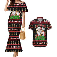 Santa Claus Christmas Couples Matching Mermaid Dress and Hawaiian Shirt Xmas Holiday Patterns - Wonder Print Shop
