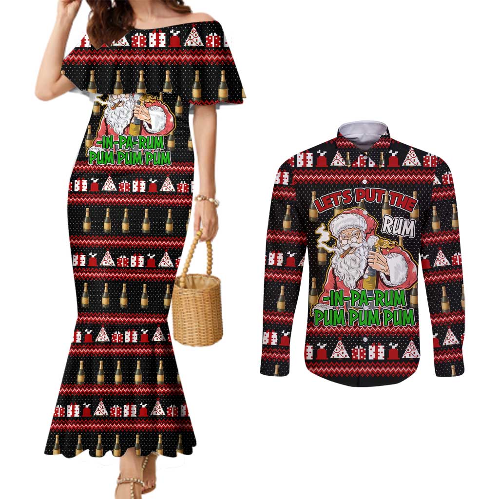 Santa Claus Christmas Couples Matching Mermaid Dress and Long Sleeve Button Shirt Xmas Holiday Patterns - Wonder Print Shop