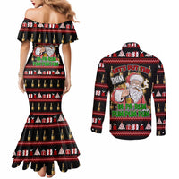 Santa Claus Christmas Couples Matching Mermaid Dress and Long Sleeve Button Shirt Xmas Holiday Patterns - Wonder Print Shop
