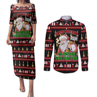 Santa Claus Christmas Couples Matching Puletasi and Long Sleeve Button Shirt Xmas Holiday Patterns - Wonder Print Shop