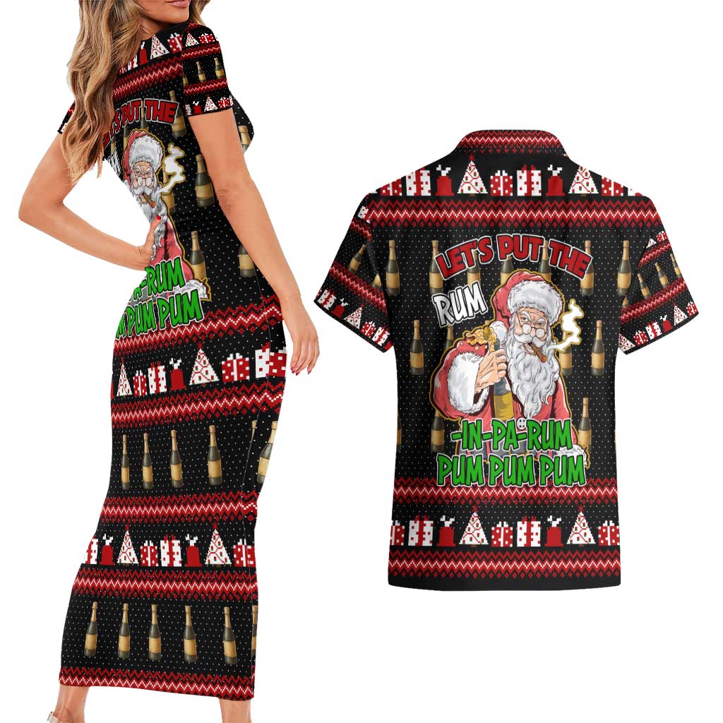 Santa Claus Christmas Couples Matching Short Sleeve Bodycon Dress and Hawaiian Shirt Xmas Holiday Patterns - Wonder Print Shop