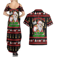 Santa Claus Christmas Couples Matching Summer Maxi Dress and Hawaiian Shirt Xmas Holiday Patterns - Wonder Print Shop