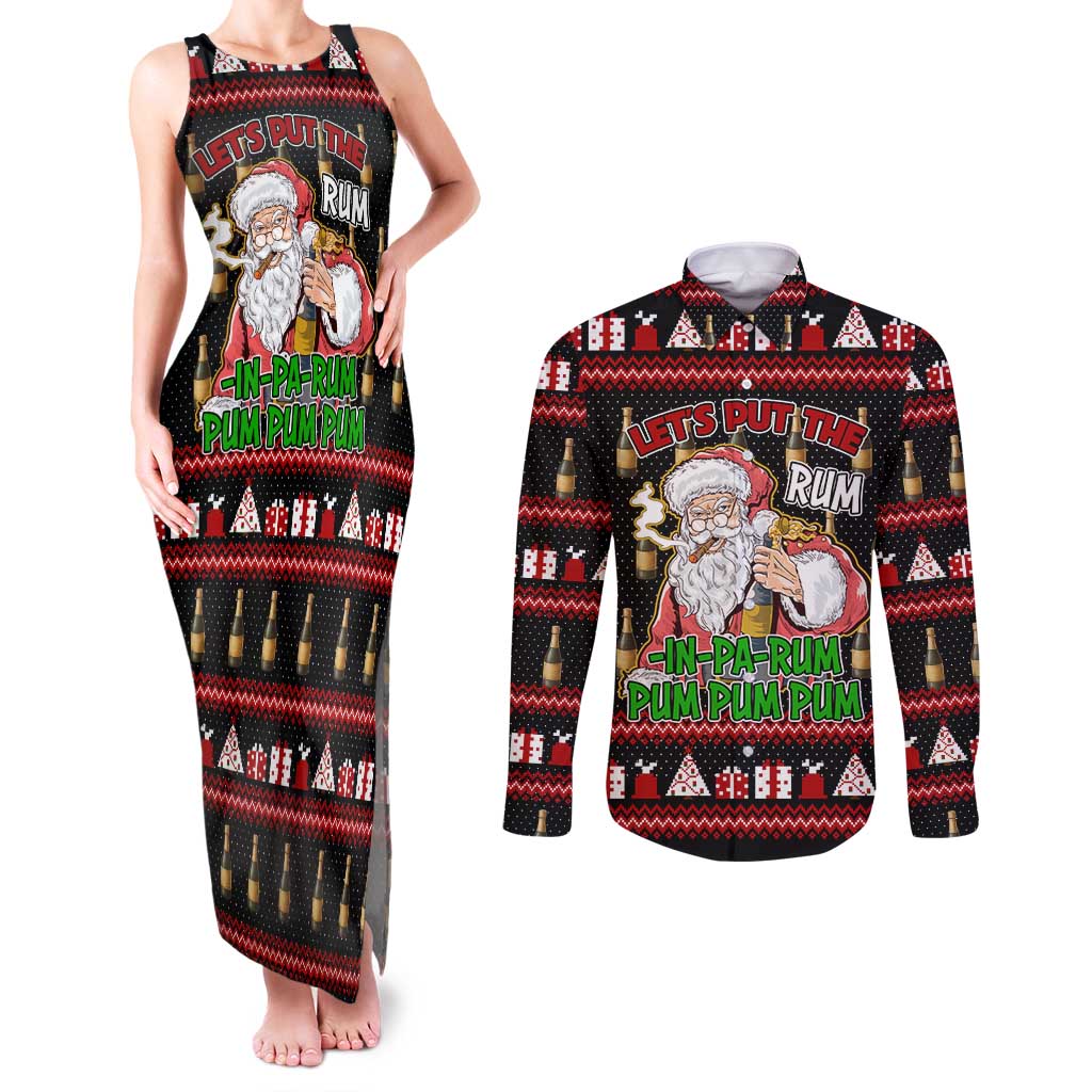 Santa Claus Christmas Couples Matching Tank Maxi Dress and Long Sleeve Button Shirt Xmas Holiday Patterns - Wonder Print Shop