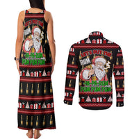 Santa Claus Christmas Couples Matching Tank Maxi Dress and Long Sleeve Button Shirt Xmas Holiday Patterns - Wonder Print Shop