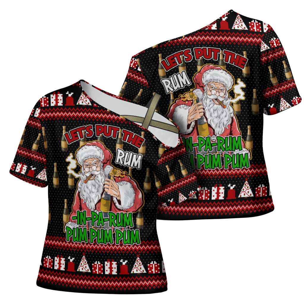 Santa Claus Christmas Cross Shoulder Shirt Xmas Holiday Patterns - Wonder Print Shop