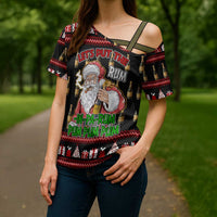 Santa Claus Christmas Cross Shoulder Shirt Xmas Holiday Patterns - Wonder Print Shop