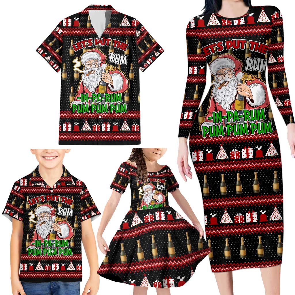 Santa Claus Christmas Family Matching Long Sleeve Bodycon Dress and Hawaiian Shirt Xmas Holiday Patterns - Wonder Print Shop