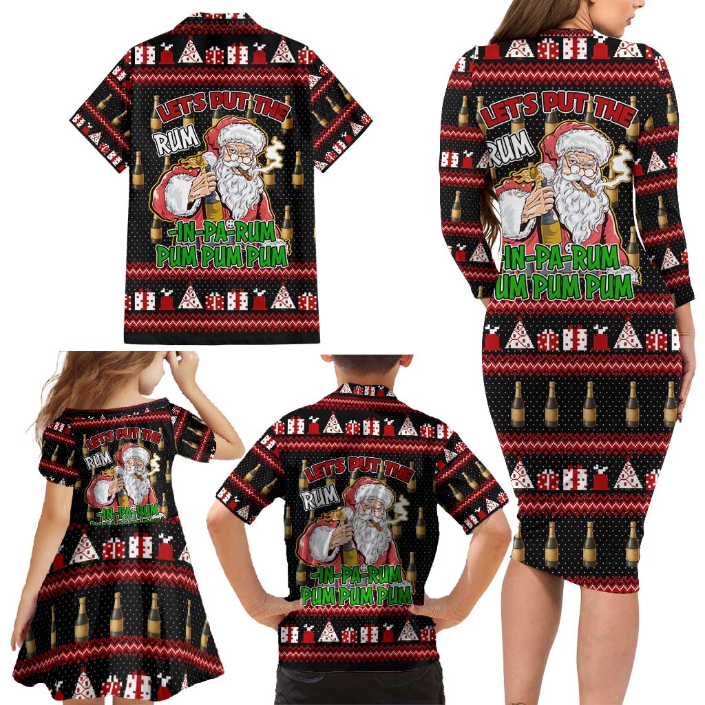 Santa Claus Christmas Family Matching Long Sleeve Bodycon Dress and Hawaiian Shirt Xmas Holiday Patterns - Wonder Print Shop