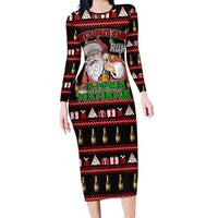 Santa Claus Christmas Family Matching Long Sleeve Bodycon Dress and Hawaiian Shirt Xmas Holiday Patterns - Wonder Print Shop