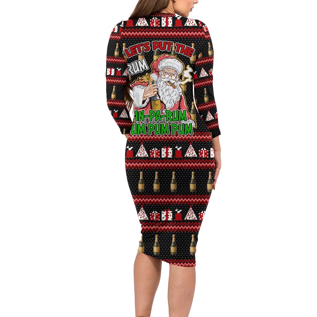 Santa Claus Christmas Family Matching Long Sleeve Bodycon Dress and Hawaiian Shirt Xmas Holiday Patterns - Wonder Print Shop