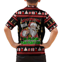 Santa Claus Christmas Family Matching Off The Shoulder Long Sleeve Dress and Hawaiian Shirt Xmas Holiday Patterns - Wonder Print Shop
