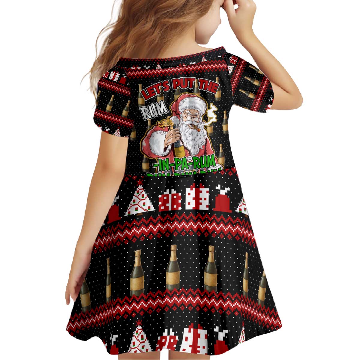 Santa Claus Christmas Family Matching Off The Shoulder Long Sleeve Dress and Hawaiian Shirt Xmas Holiday Patterns - Wonder Print Shop