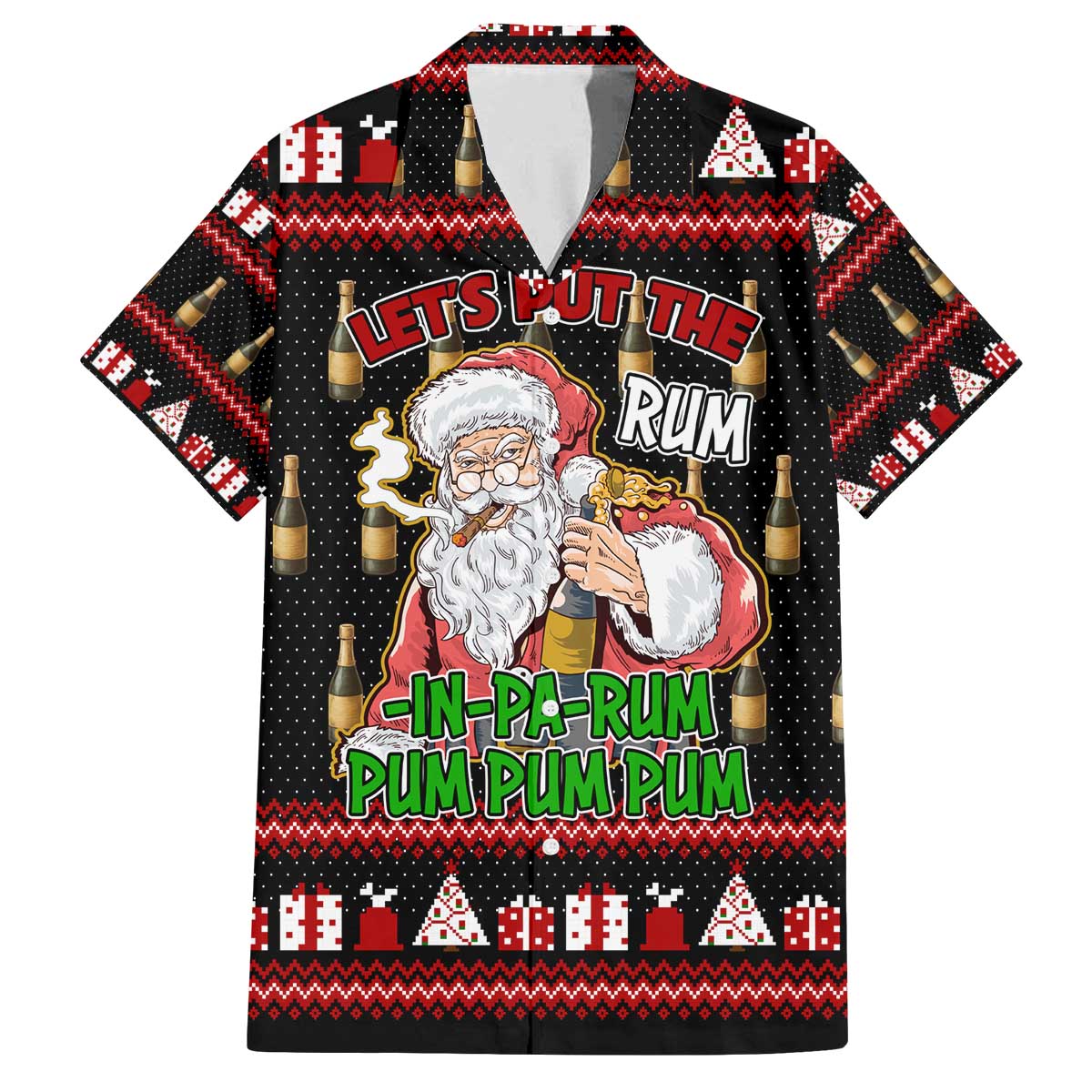 Santa Claus Christmas Family Matching Off The Shoulder Long Sleeve Dress and Hawaiian Shirt Xmas Holiday Patterns - Wonder Print Shop