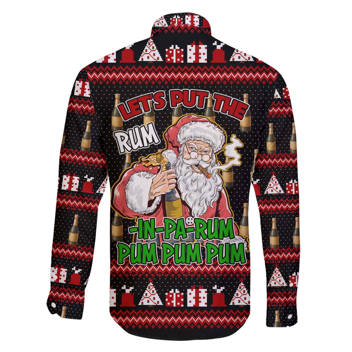 Santa Claus Christmas Family Matching Off The Shoulder Long Sleeve Dress and Hawaiian Shirt Xmas Holiday Patterns - Wonder Print Shop