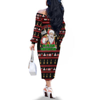 Santa Claus Christmas Family Matching Off The Shoulder Long Sleeve Dress and Hawaiian Shirt Xmas Holiday Patterns - Wonder Print Shop