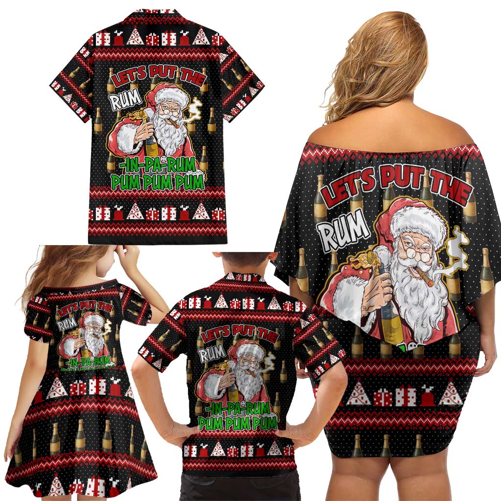 Santa Claus Christmas Family Matching Off Shoulder Short Dress and Hawaiian Shirt Xmas Holiday Patterns - Wonder Print Shop