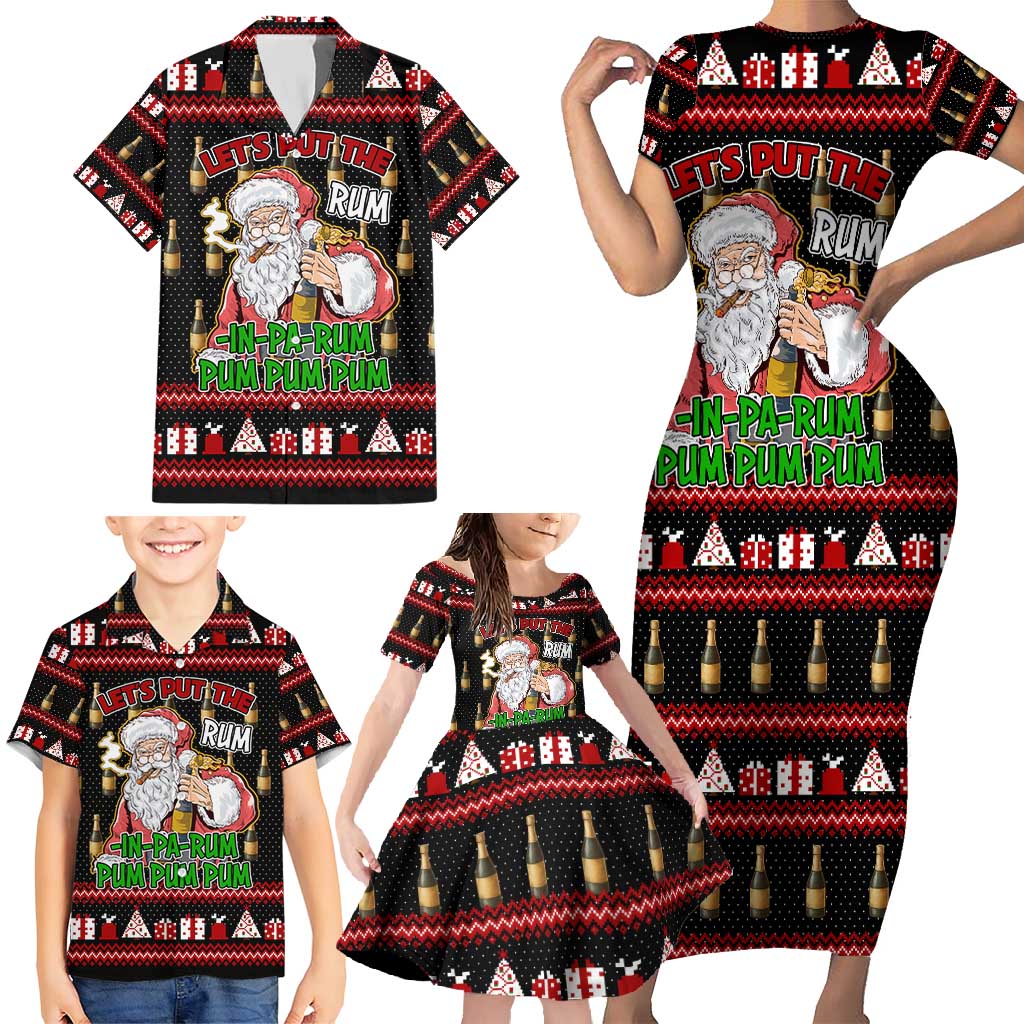 Santa Claus Christmas Family Matching Short Sleeve Bodycon Dress and Hawaiian Shirt Xmas Holiday Patterns - Wonder Print Shop
