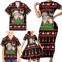 Santa Claus Christmas Family Matching Short Sleeve Bodycon Dress and Hawaiian Shirt Xmas Holiday Patterns - Wonder Print Shop