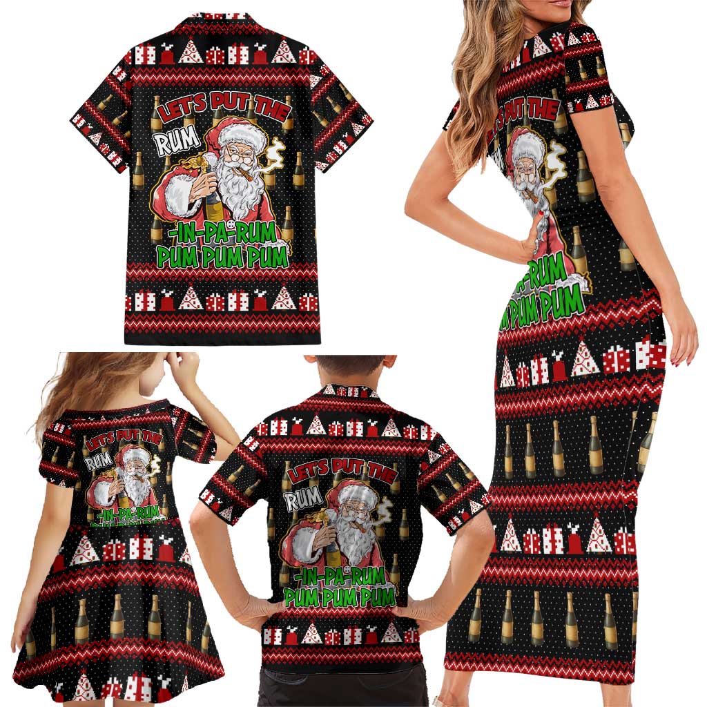 Santa Claus Christmas Family Matching Short Sleeve Bodycon Dress and Hawaiian Shirt Xmas Holiday Patterns - Wonder Print Shop