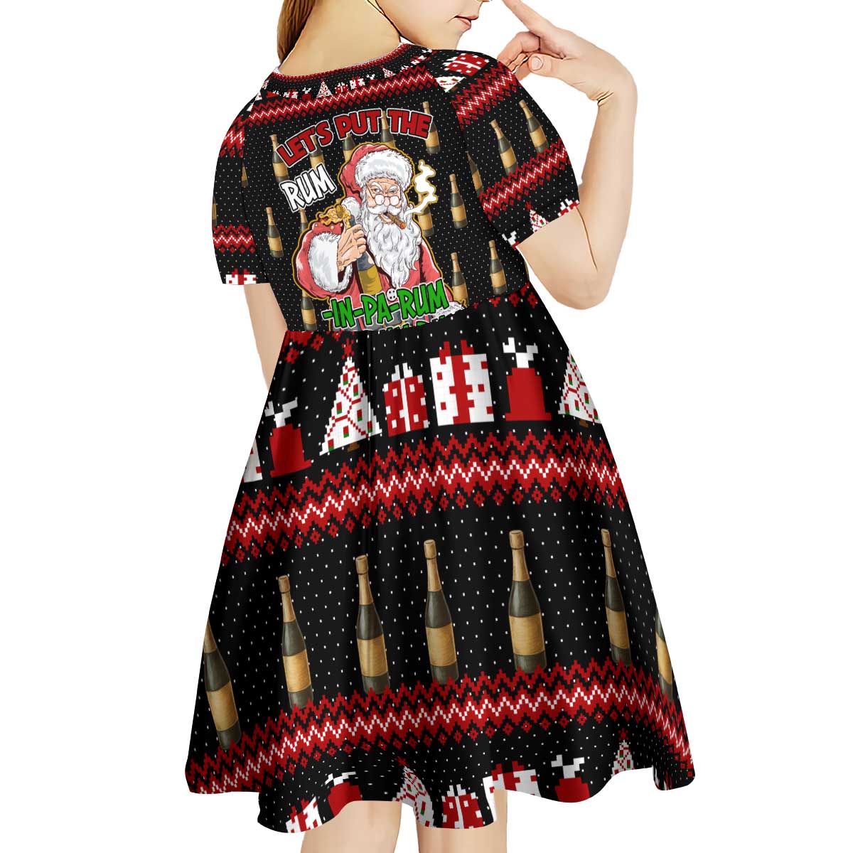 Santa Claus Christmas Kid Short Sleeve Dress Xmas Holiday Patterns - Wonder Print Shop