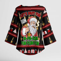 Santa Claus Christmas Kimono Sleeve Blouse Xmas Holiday Patterns - Wonder Print Shop