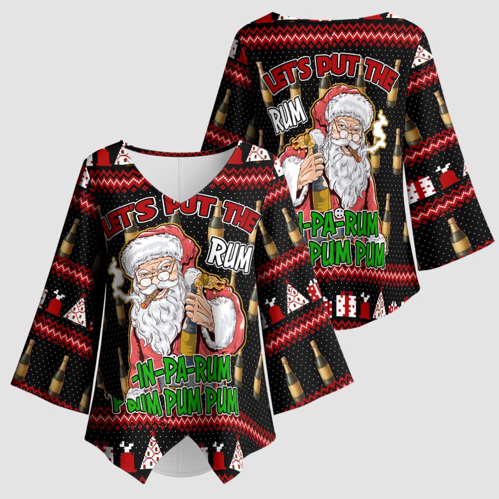 Santa Claus Christmas Kimono Sleeve Blouse Xmas Holiday Patterns - Wonder Print Shop