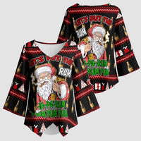 Santa Claus Christmas Kimono Sleeve Blouse Xmas Holiday Patterns - Wonder Print Shop