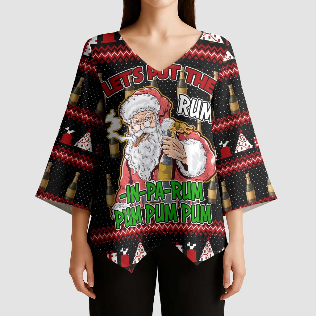 Santa Claus Christmas Kimono Sleeve Blouse Xmas Holiday Patterns - Wonder Print Shop