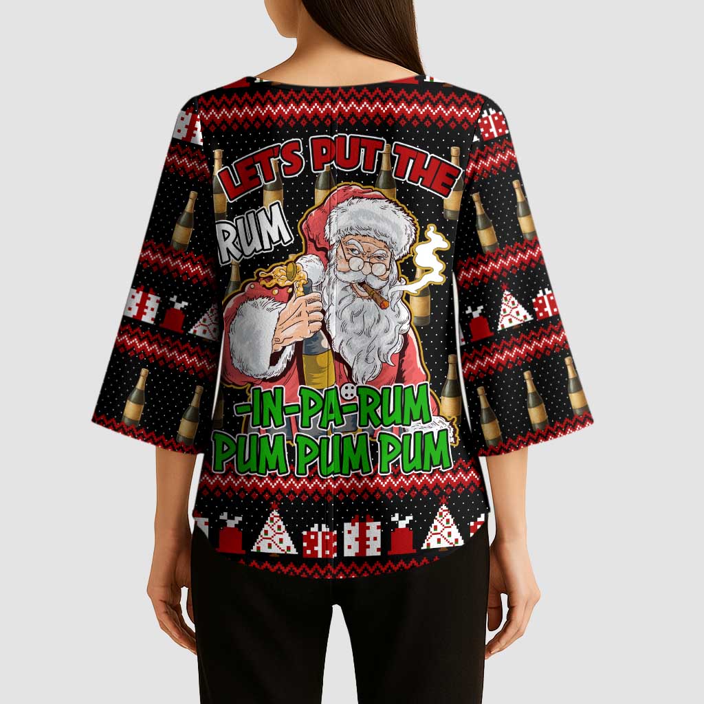 Santa Claus Christmas Kimono Sleeve Blouse Xmas Holiday Patterns - Wonder Print Shop