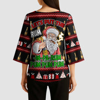Santa Claus Christmas Kimono Sleeve Blouse Xmas Holiday Patterns - Wonder Print Shop