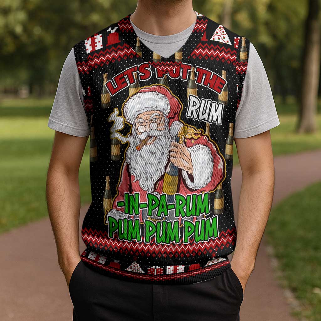 Santa Claus Christmas Knitted V-Neck Vest Xmas Holiday Patterns - Wonder Print Shop