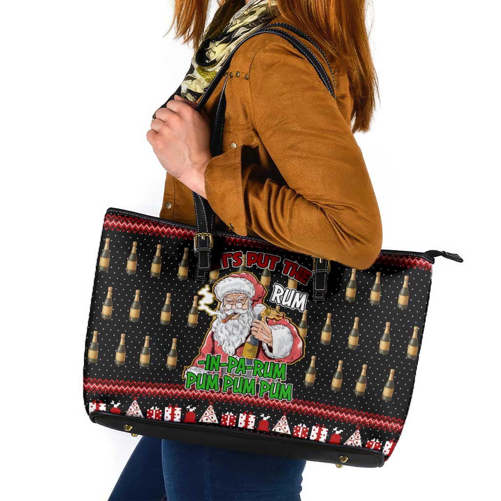 Santa Claus Christmas Leather Tote Bag Xmas Holiday Patterns - Wonder Print Shop