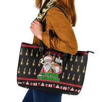 Santa Claus Christmas Leather Tote Bag Xmas Holiday Patterns - Wonder Print Shop