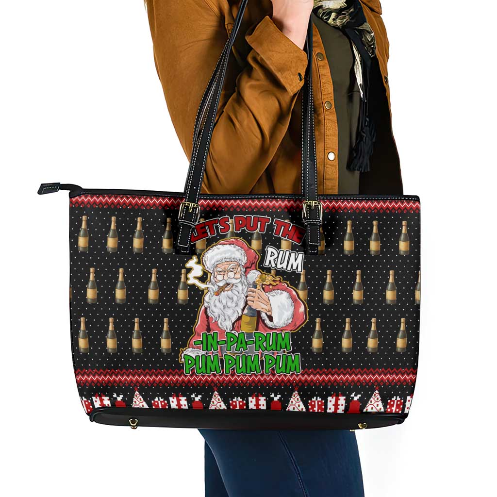Santa Claus Christmas Leather Tote Bag Xmas Holiday Patterns - Wonder Print Shop