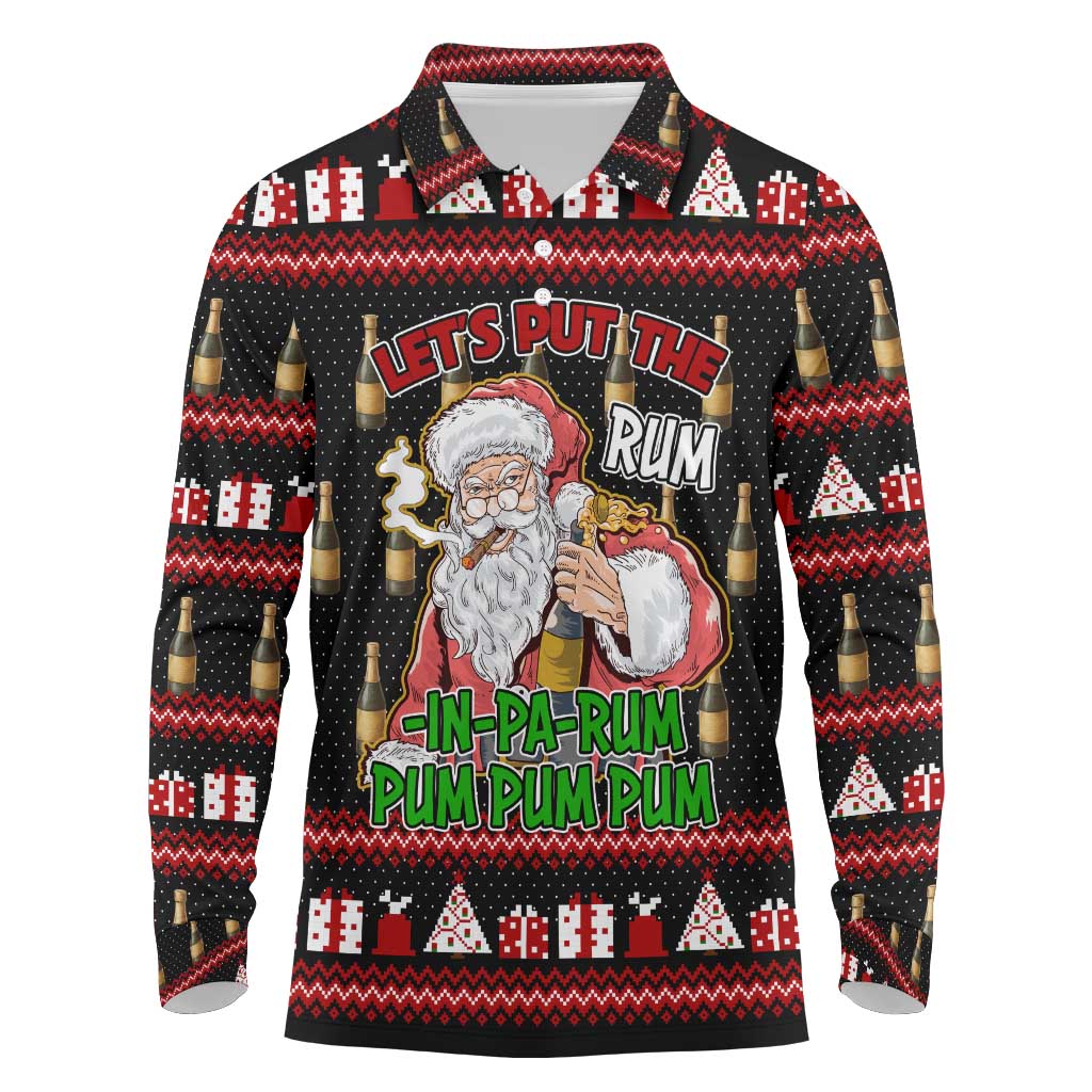 Santa Claus Christmas Long Sleeve Polo Shirt Xmas Holiday Patterns - Wonder Print Shop