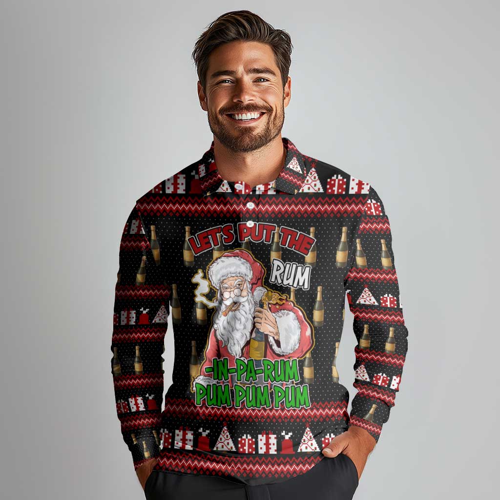 Santa Claus Christmas Long Sleeve Polo Shirt Xmas Holiday Patterns - Wonder Print Shop