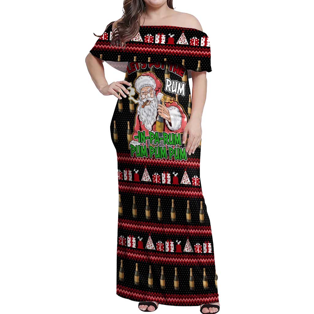 Santa Claus Christmas Off Shoulder Maxi Dress Xmas Holiday Patterns - Wonder Print Shop