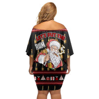 Santa Claus Christmas Off Shoulder Short Dress Xmas Holiday Patterns - Wonder Print Shop
