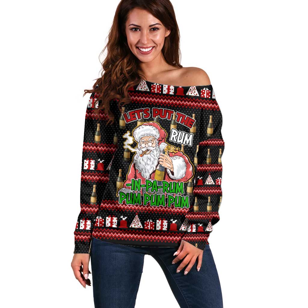 Santa Claus Christmas Off Shoulder Sweater Xmas Holiday Patterns - Wonder Print Shop